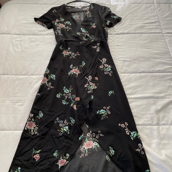 H&M Black Floral Wrap Dress (Size 2) - Picture 4 of 5